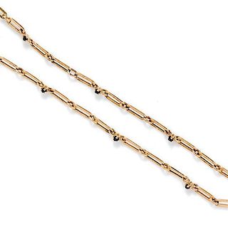 A Yellow Gold and Synthetic Sapphire Fob Chain, 7.70 dwts.