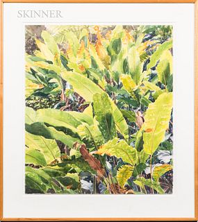 Susan Heideman (American, 20th Century) Gilded Leaves. Signed "Heideman" l.r., identified, titled, and dated on a label from The Alpha