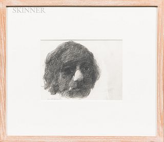 Barnet Rubenstein (American, 1923-2002) Self-Portrait. Signed "Barnet Rubenstein" l.l., titled, identified, and dated "1984" on a typed