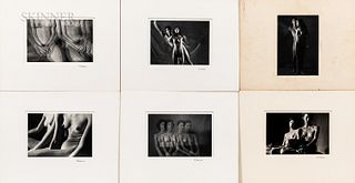 Francis Johnson (American, 20th Century) Twelve Photographs of Nudes, c. 1995. Seven signed on the window mat, four signed on the mount