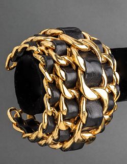 Chanel Runway Lambskin Leather Cuff Bracelet