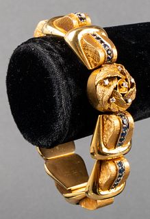 18K Yellow Gold Diamond & Sapphire Bracelet