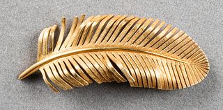 Tiffany & Co. 14K Yellow Gold Feather Brooch