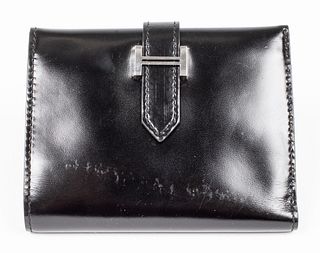 Hermes Black Leather Bearn Compact Wallet