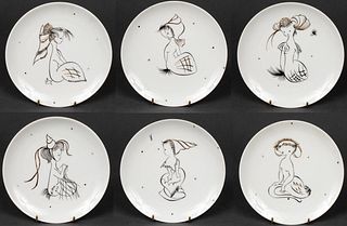 Limoges Delecourt Painted Porcelain Plates, 12