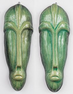 Delgado Mid-Century Modern Ceramic Masks, Pair