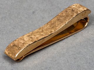 Vintage 14K Yellow Gold Florentine Tie Clip