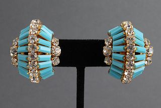 Christian Dior Crescent Faux-Turquoise Earrings