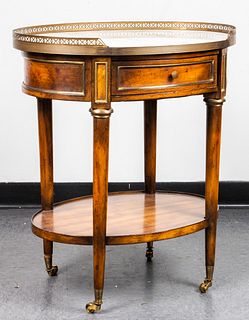 Louis XVI Style Marble Top Single Drawer Stand