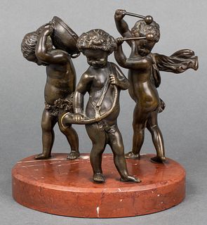 Musical Cherubs Bronze Figural Group Sculpture