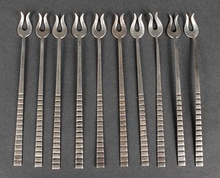 Taxco Mexican Silver Snail Forks, 10