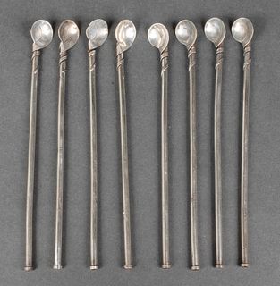 Taxco Mexican Silver Iced Tea Straw Spoons, 8