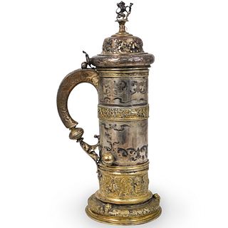 18th Cent. German Silver and Parcel Gilt Tankard