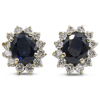 18k Gold, Sapphire and Diamond Earrings