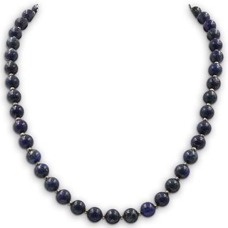 14k Gold and Beaded Lapis Necklace