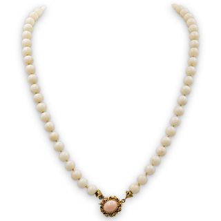Italian 18k Gold and Coral Beaded Necklace