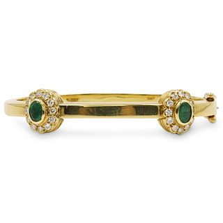 22k Gold Emerald and Diamond Bracelet