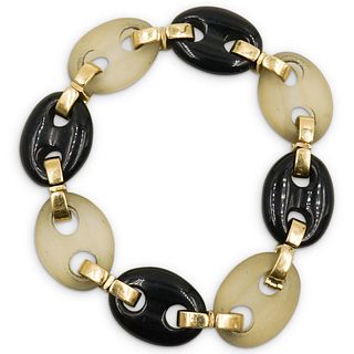 Vintage Gucci 14k Gold and Glass Bracelet