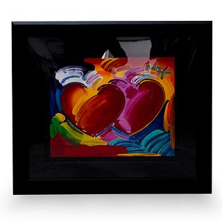Peter Max (American b. 1937)" Two Hearts as One" Mixed Media