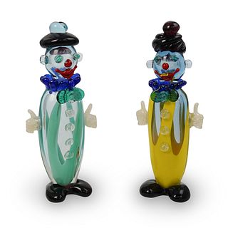 2 Murano Hand Blown Glass Clowns