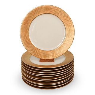 (12 Pc) Rosenthal Ivory Gilded Dinner Plates