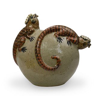 Ceramic Signed Lizard Vase