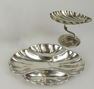 Vintage Gorham Sterling Silver Shell Compote and a Sterling Silver Divided Dish.