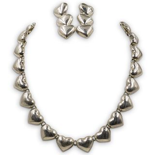 (3 Pc) Mexican Sterling Heart Jewelry Set