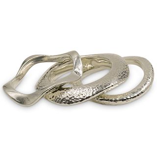 (3 Pc) Sterling Silver Overlaid Bangles