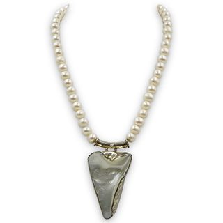 Sterling Silver and Pearl Pendant Necklace