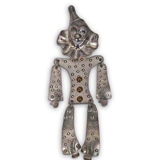 Mexican Sterling Clown Brooch
