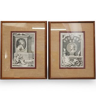(2 Pc) George Vertue (British, 1684-1756) Kings of Great Britain Engravings