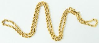 14KT YELLOW GOLD ROPE CHAIN NECKLACE