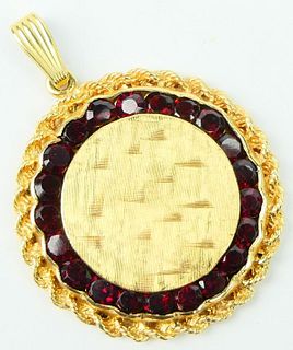 HEAVY 14KT Y GOLD PENDANT WITH AMETHYST ACCENT
