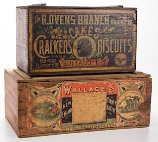 COUNTRY STORE ADVERTISING BISCUIT BOXES, LOT OF TWO
