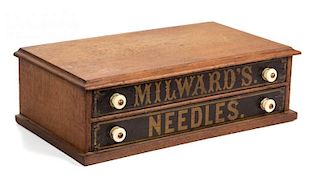 MILWARD'S WALNUT COUNTRY STORE SPOOL / SEWING CABINET