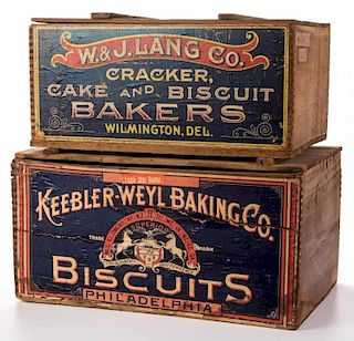 COUNTRY STORE ADVERTISING BISCUIT BOXES, LOT OF TWO