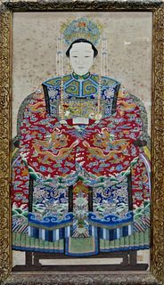 QING PERIOD CHINESE LARGE FRAMED W/C OF EMPRESS