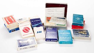 AIRLINES / AERONAUTIC SOUVENIR PLAYING CARDS, LOT OF 17 DECKS