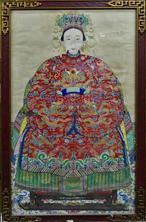 QING PERIOD CHINESE LARGE FRAMED W/C OF EMPRESS