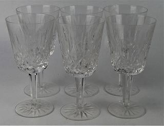 LOT OF (6) WATERFORD LISMORE WINE GLASSES 7''