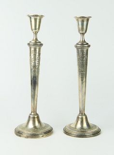 VINTAGE PAIR OF 14" STERLING SILVER CANDLESTICKS