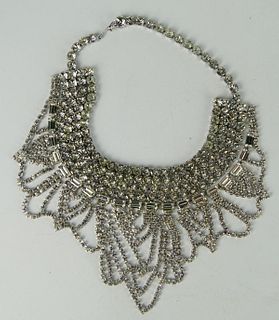 RARE SIGNED WEISS LARGE SILVER TONE NECKLACE