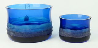 SET VILLEROY & BOCH GLASS BLUE SEA BOWLS