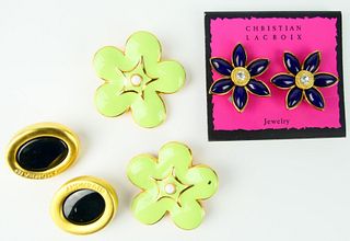LOT 3 SIGNED EARRINGS GIVENCHY ESCADA  LACROIX