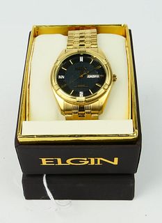 GENTS ELGIN GOLDPLATED DATE JUST WATCH BOX