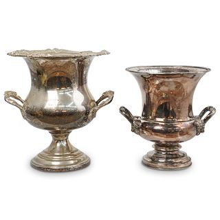 (2 Pc) English Silver Plated Urns