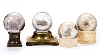 ASSORTED ANIMAL-FIGURE SULPHIDE LARGE MARBLES, LOT OF FOUR