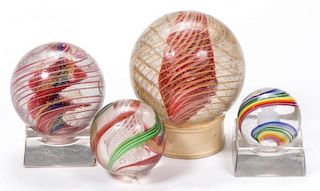 ASSORTED SWIRL LARGE MARBLES, LOT OF THREE