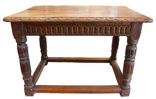 17th C Refectory Wood Carved Table